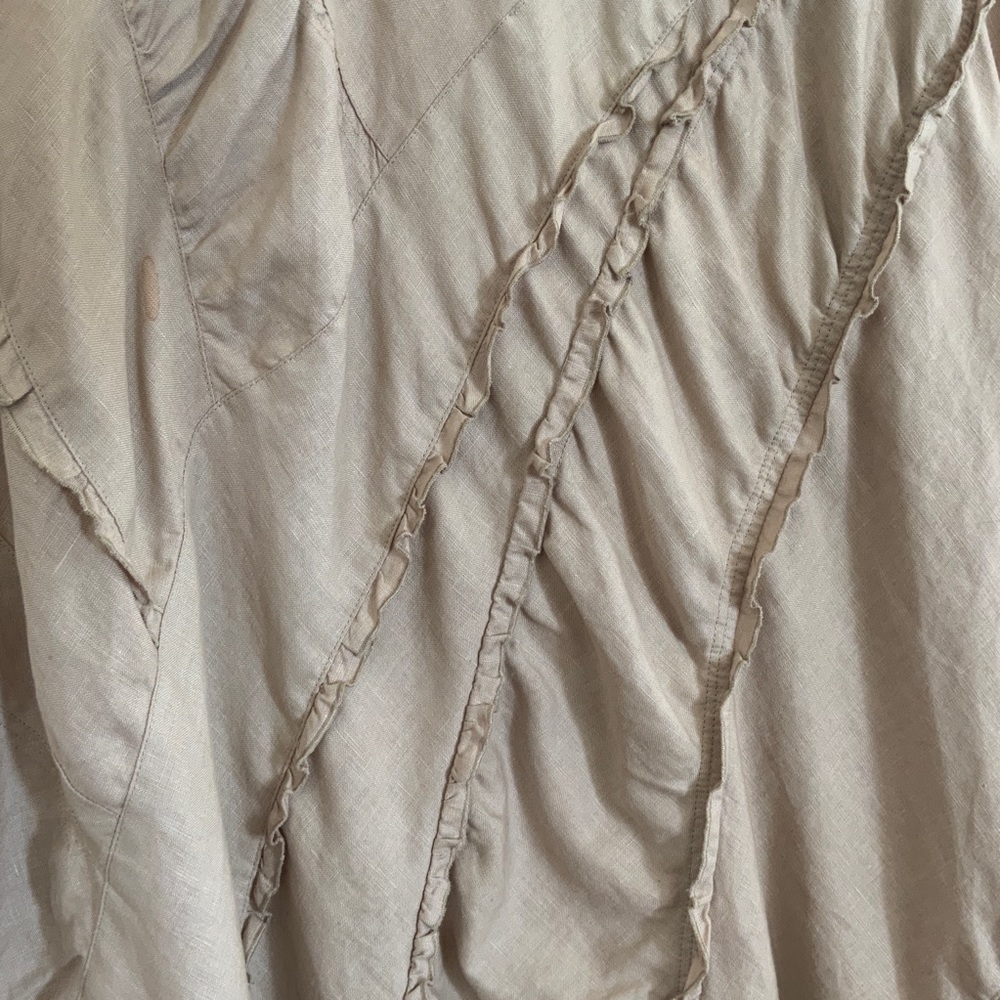 Isabella Bird Tan Panel Tan Beige Linen Lagenlook A-Line Skirt Size 12 - Picture 3 of 14